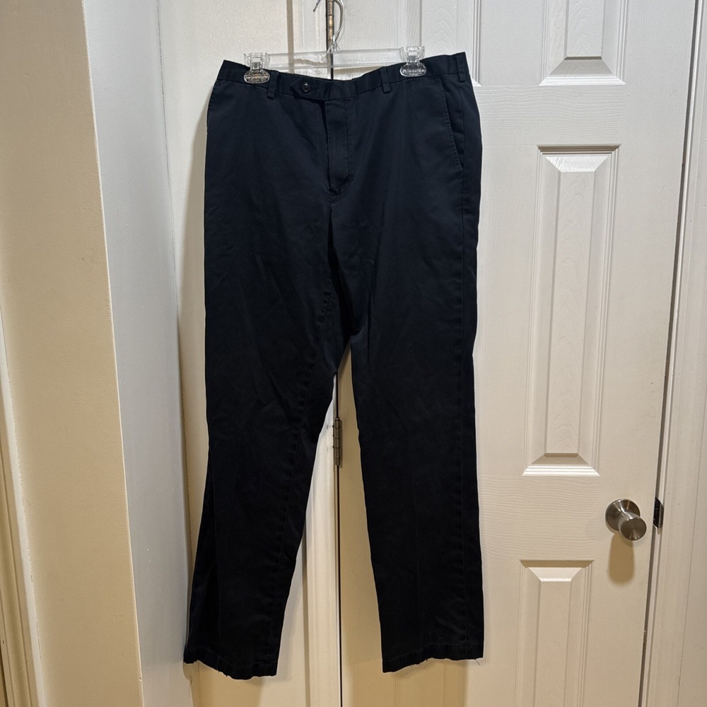 Jos A Bank 35 x 34 Navy Blue Traveler Tailored Fit Flat Front Docker Pants